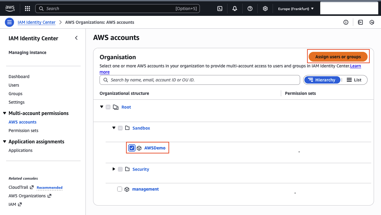 AWS Identity Center Assign Permission Set and Group