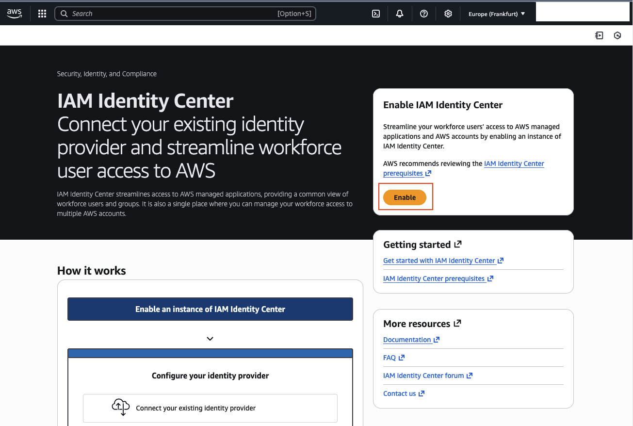AWS Identity Center Enable