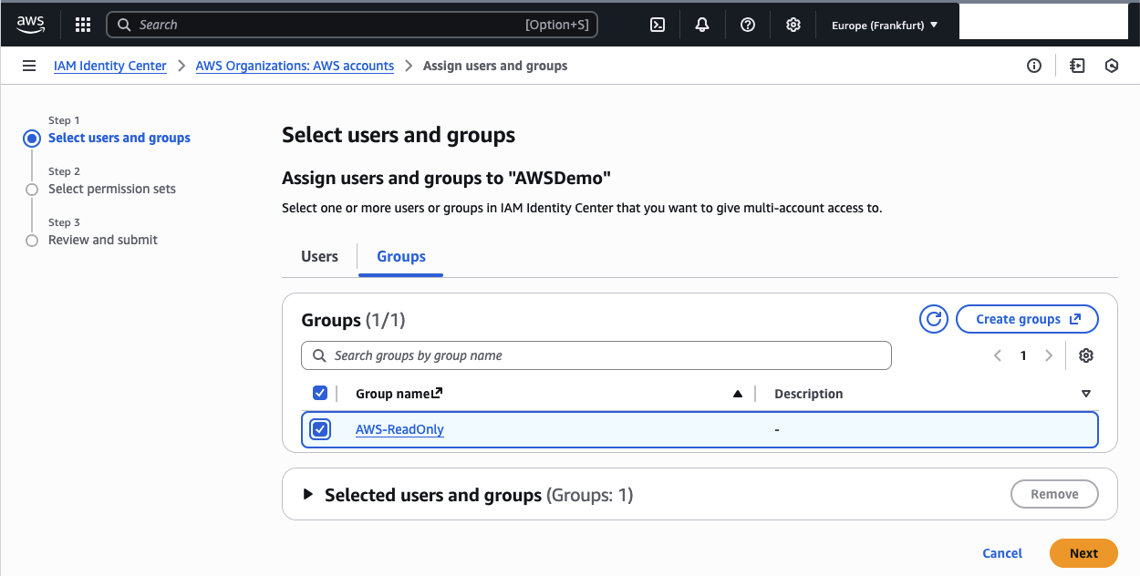 AWS Identity Center Assign Group
