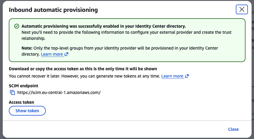 AWS Identity Center Get SCIM Information