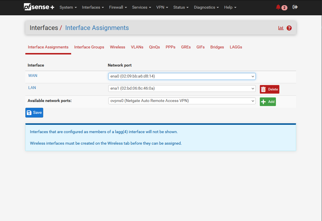LAN Interface created