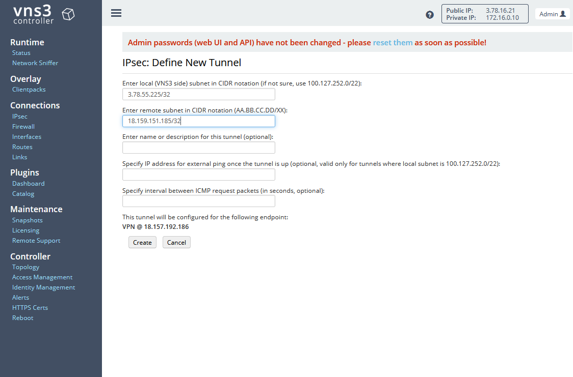 VNS3 Tunnel Config